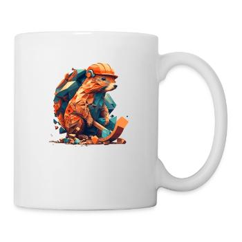 A rodent that wears a construction helmet and works - Mug - white - Right