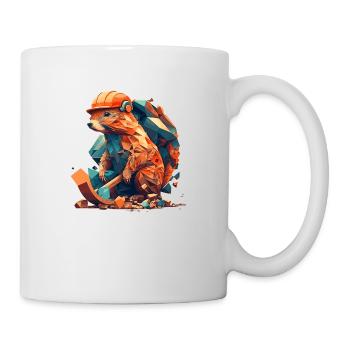 Beaver works on the construction site - Mug - white - Right