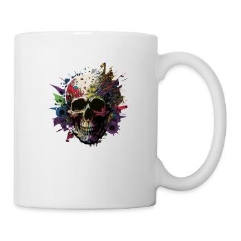 Farbiger Schädel - Tasse - Weiß - Rechts