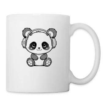 Kawaii Cute Happy Panda avec écouteurs - Mug blanc - blanc - Droite
