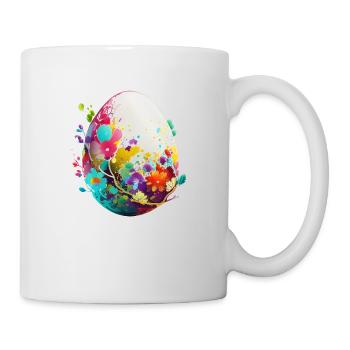 Buntes Osterei Und Frühlingsdekoration - Tasse - Weiß - Rechts