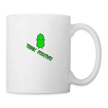 think positive mit lustiger saurer Gurke - Tasse - Weiß - Rechts