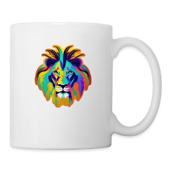 Löwenkopf Pop-Art - Tasse - Weiß - Rechts