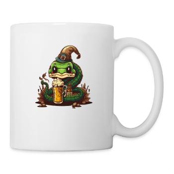 Lustige coole Schlange mit Bier und Hut - Tasse - Weiß - Rechts