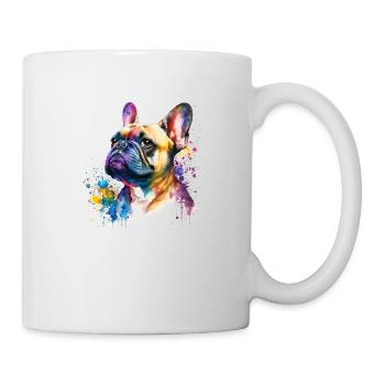 Französische Bulldogge Aquarell Geschenkideen - Tasse - Weiß - Rechts