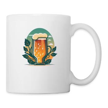 Bierglas mit Hopfen - Tasse - Weiß - Rechts