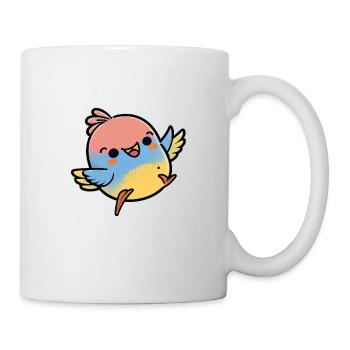 Kawaii Cute Happy Colorful Bird Dancing - Mug - white - Right