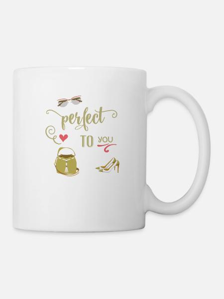 Mode, Brille, Handtasche - Tasse - Weiß