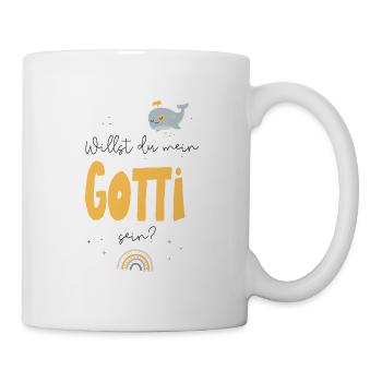 Willst du mein Gotti sein? Gotti Fragen - Tasse - Weiß - Rechts