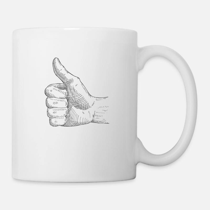 Pouce levé Unisexe Dump Up OK - Mug blanc - blanc