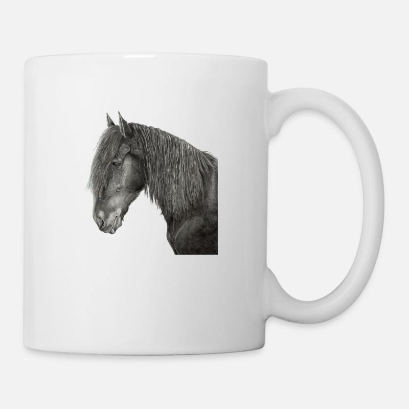 Friesian horse portrait - Mug - white