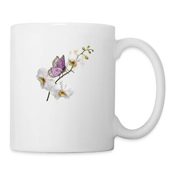 Bunter Schmetterling - Tasse - Weiß - Rechts