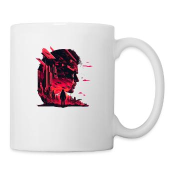 Sci-Fi vision of the future in a gloomy world - Mug - white - Right