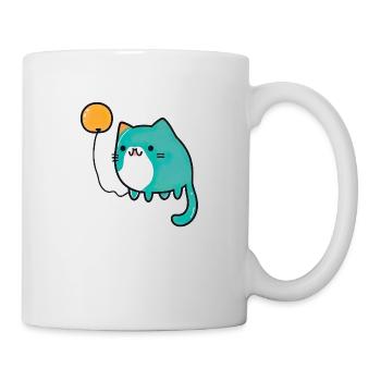 Kawaii Katze mit Luftballon (Geburstag,Spaß, Cute) - Tasse - Weiß - Rechts