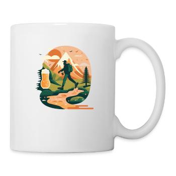 Beer hike in the mountains with backpack - Mug - white - Right