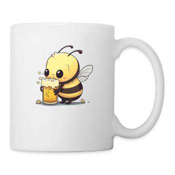 Cute bee with beer. - Mug - white - Right