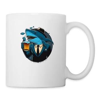 Cool business shark with beer. Funny and creative - Mug - white - Right