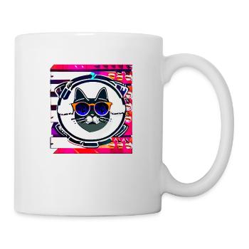 Drôle de logo de chat d’été - Mug blanc - blanc - Droite