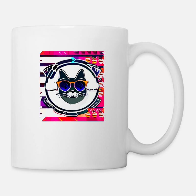 Drôle de logo de chat d’été - Mug blanc - blanc