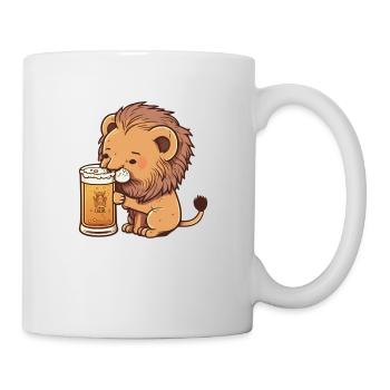 Doux petit lion avec bière - Mug blanc - blanc - Droite