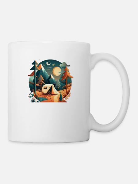 Camping avec caravanes en montagne - Mug blanc - blanc