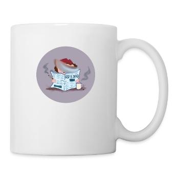 Karikatur Zeitung lesen - Tasse - Weiß - Rechts