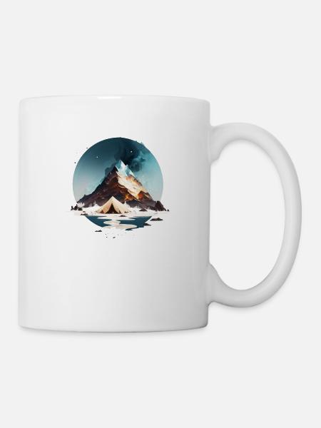Tente au bord du lac et à la montagne - Mug blanc - blanc
