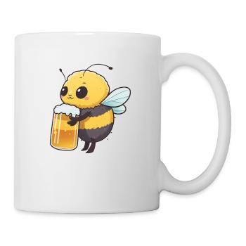 Cute bee drinks a big beer - Mug - white - Right