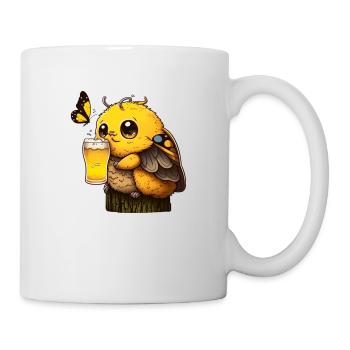 Funny sweet bee drinks beer - Mug - white - Right