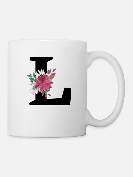Lettre l floral - Mug blanc - blanc