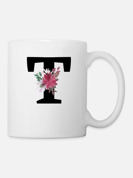 Lettre t floral - Mug blanc - blanc