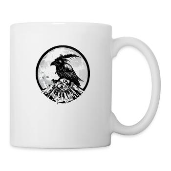 Black raven with mystical moon in the background - Mug - white - Right
