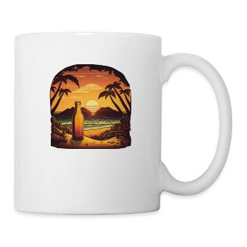 Holidays on the beach, beer at sunset - Mug - white - Right