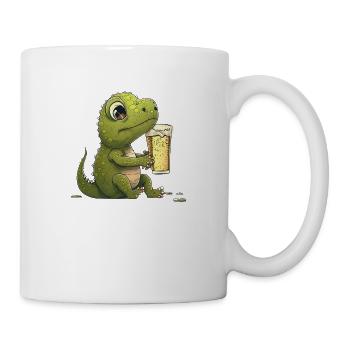 Mignon petit bébé dino avec de la bière - Mug blanc - blanc - Droite