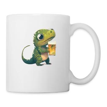 Cute dinosaur enjoying a glass of beer - Mug - white - Right