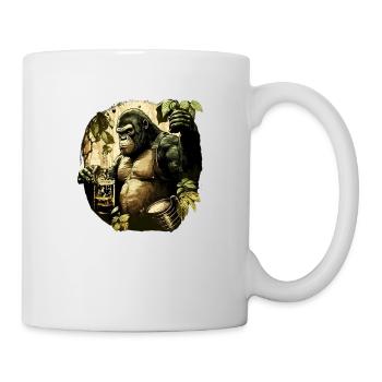 Cool gorilla in the jungle with beer - Mug - white - Right