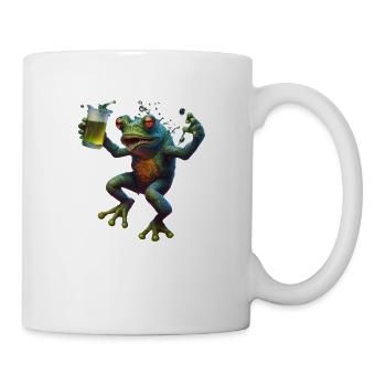 Lustiger bunter Frosch mit Bier - Tasse - Weiß - Rechts