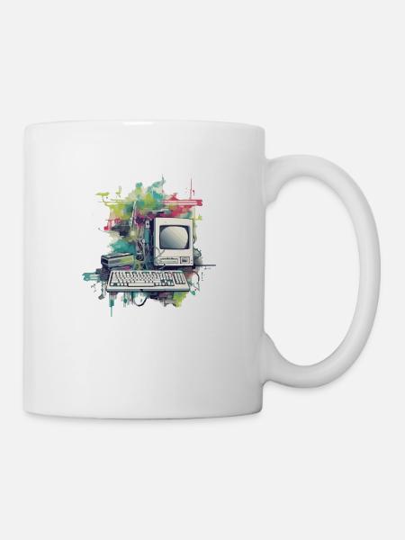 Ordinateur vintage - Mug blanc - blanc