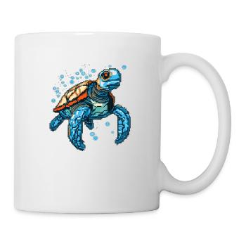 Turtle dans les graphismes de jeu rétro 8 bits - Mug blanc - blanc - Droite