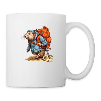Mole rat wanders heavily packed with backpack - Mug - white - Right