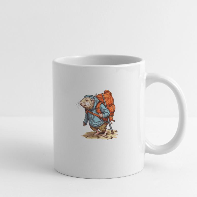 Mole rat wanders heavily packed with backpack Mug