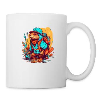 Mole rat is looking for an adventure in nature - Mug - white - Right