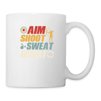 Aim Shoot Sweat Repeat Archery Target Bow & Arrows - Tasse - Weiß - Rechts