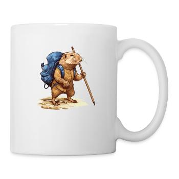 Mole rat with backpack and walking stick - Mug - white - Right