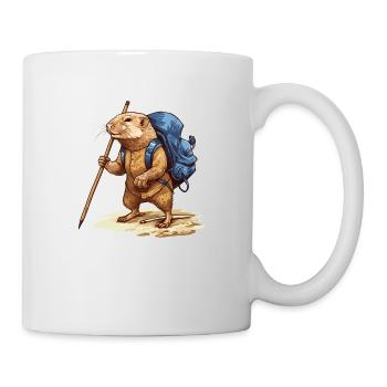 Maulwurfratte erforscht die Natur beim Wandern - Tasse - Weiß - Rechts