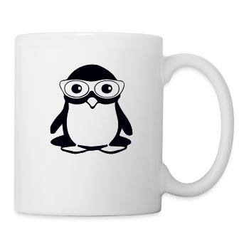 Penguin with glasses, vector illustration - Mug - white - Right