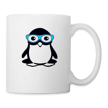 Cute penguin with glasses, vector illustration - Mug - white - Right