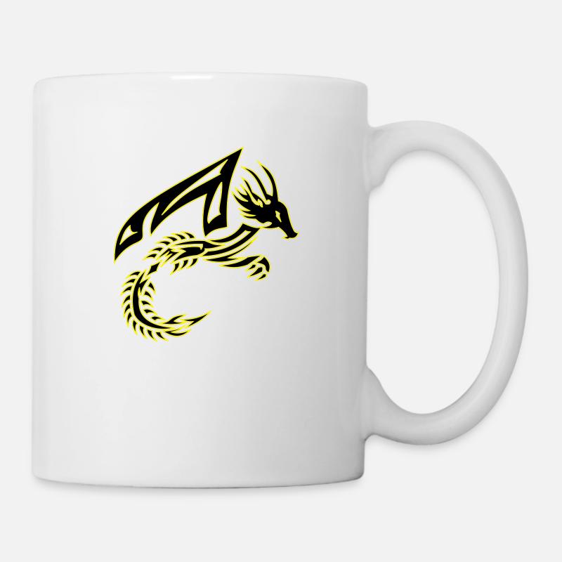 Stammesdrache Schwarzer und Gelber Drache - Tasse - Weiß
