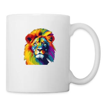 Lion couleurs néon fluorescent brillant - Mug blanc - blanc - Droite