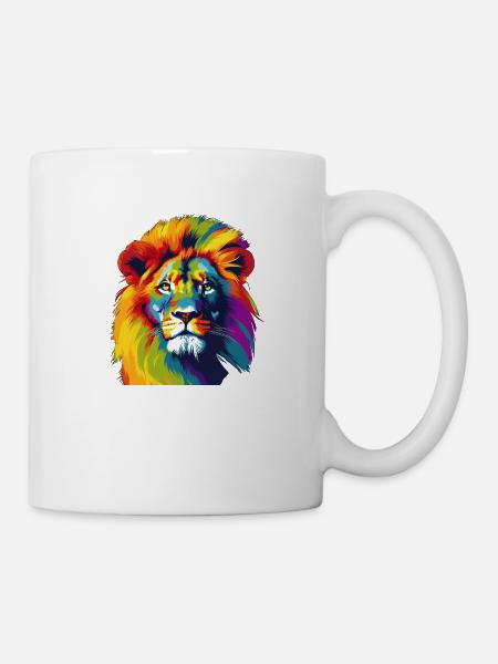 Löwe Neonfarben leuchtend fluoreszierend - Tasse - Weiß